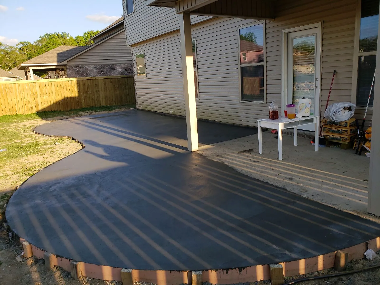 Curved patio slab, poured