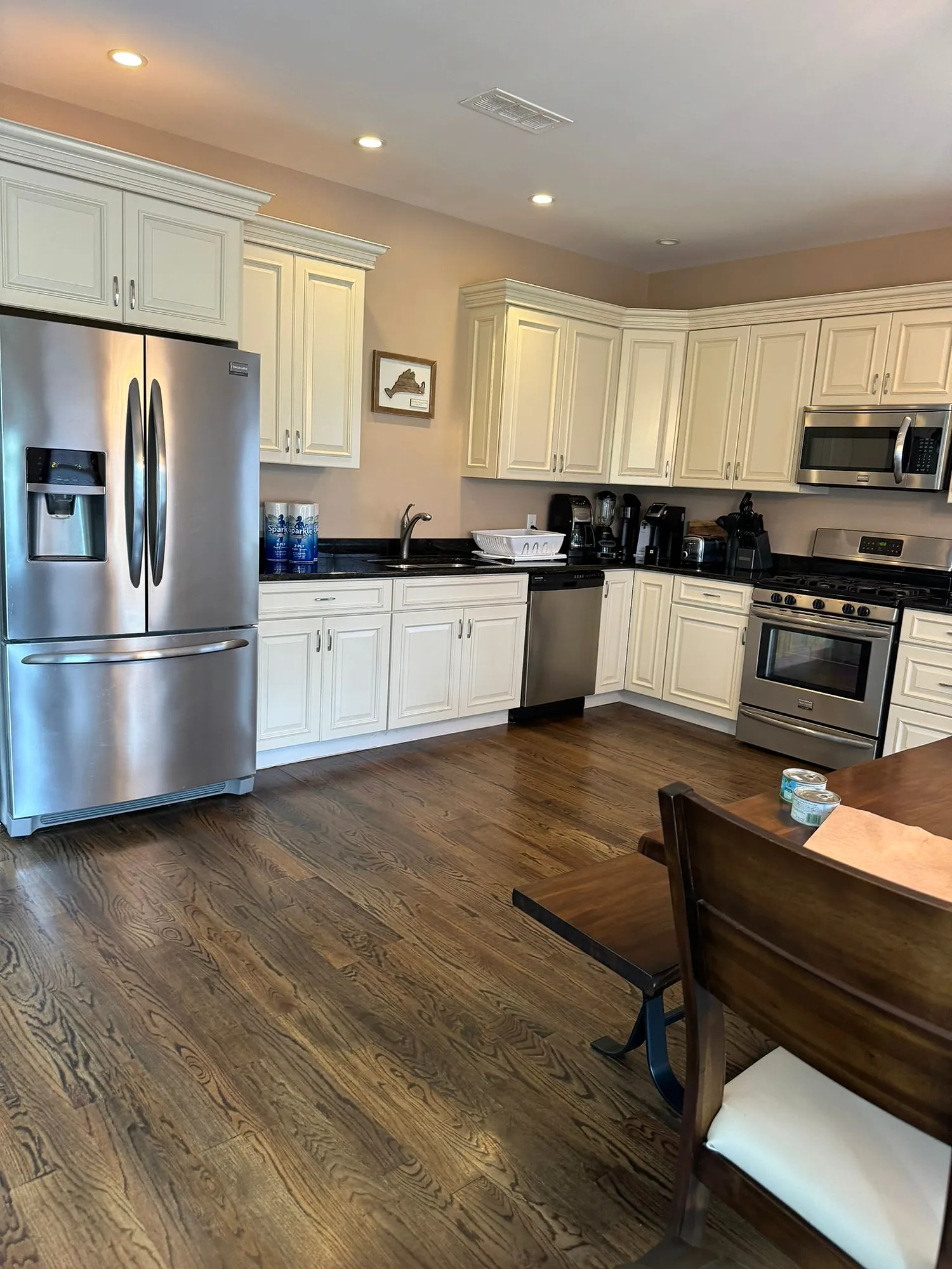 Kitchen on hardwood floors