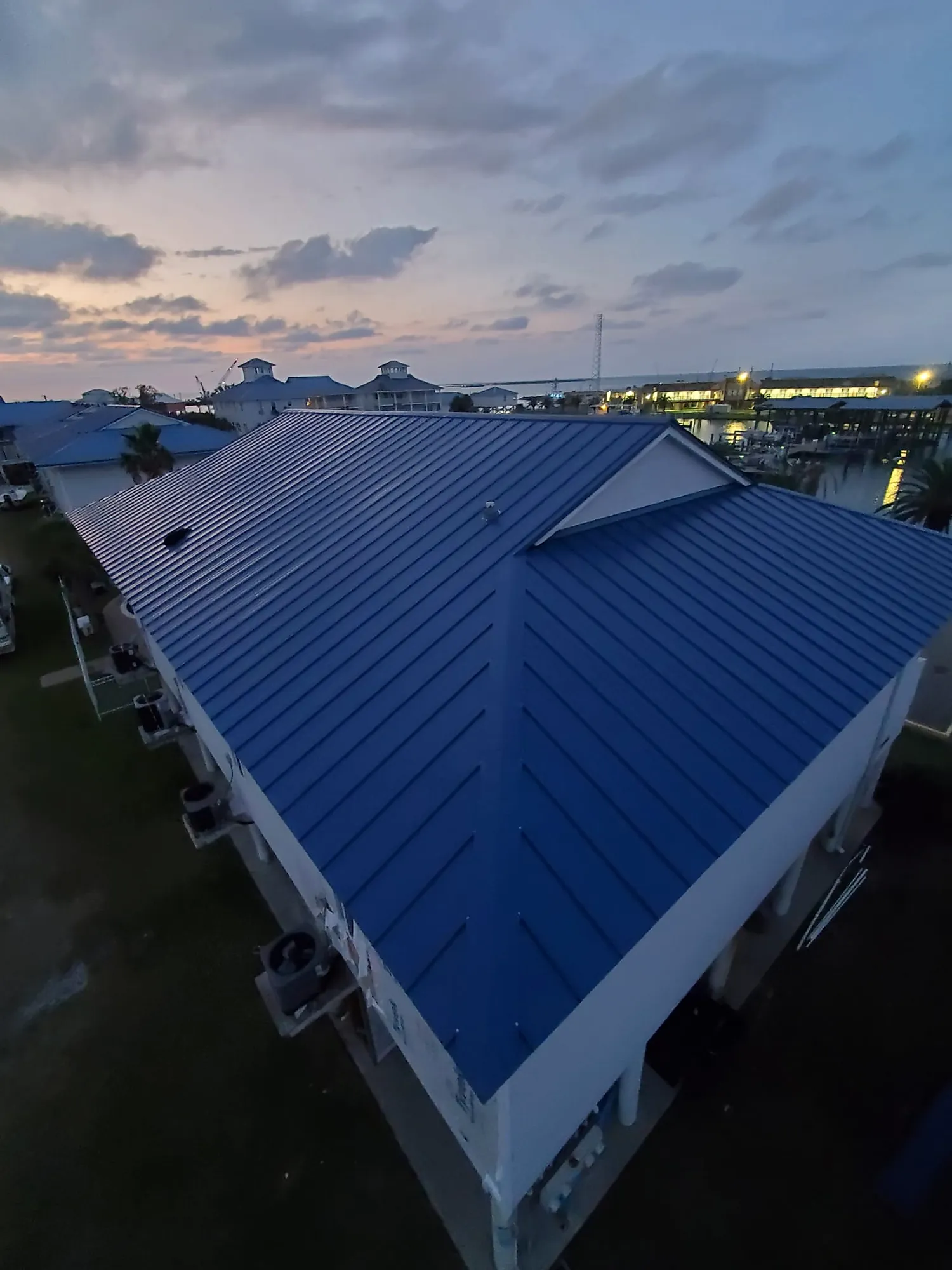 Metal roof at dusk