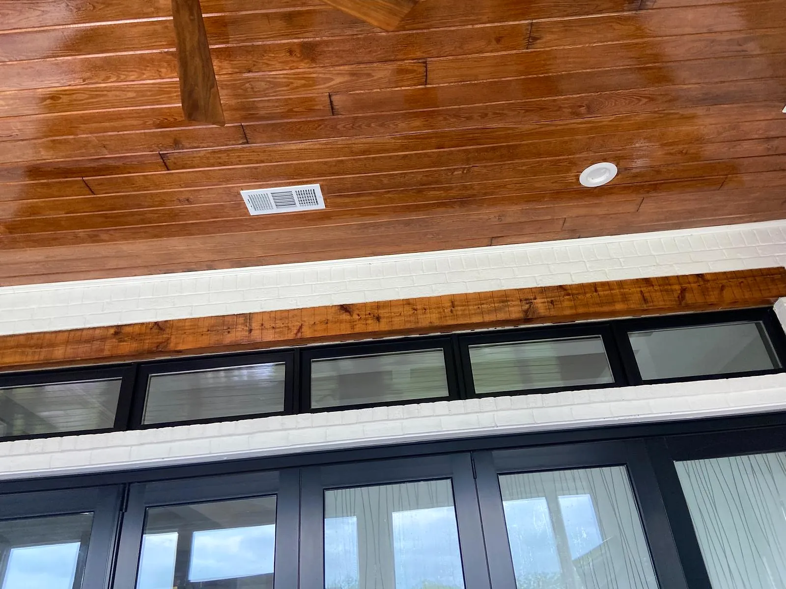 Porch ceiling over the transoms