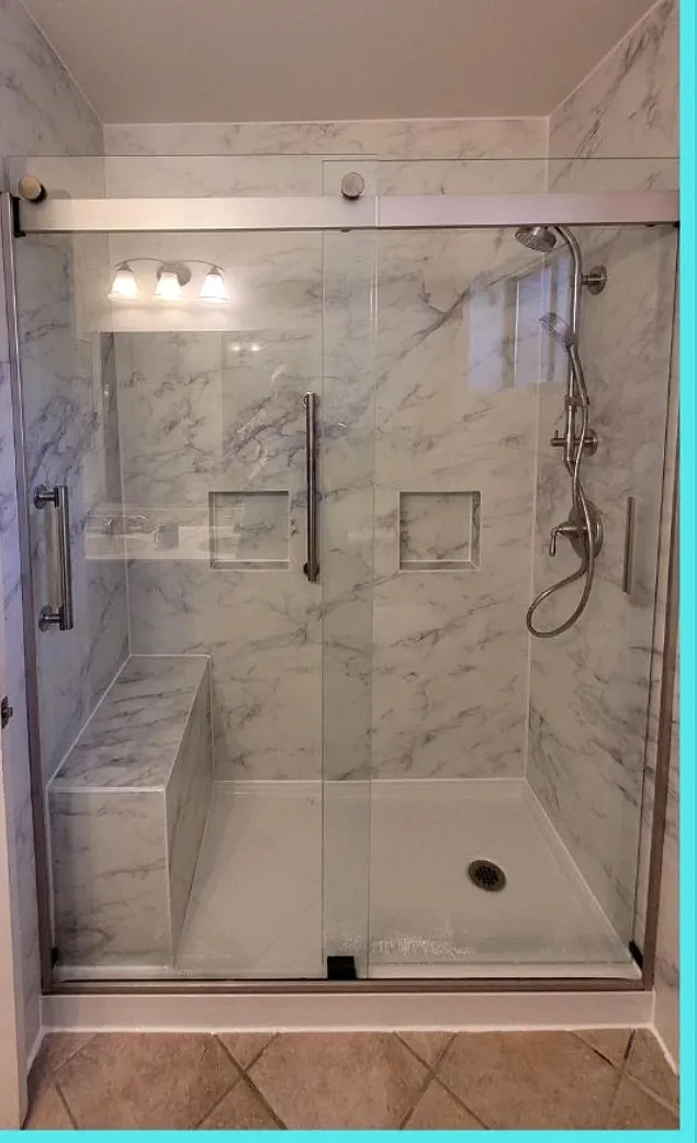 Marble-look shower, finished