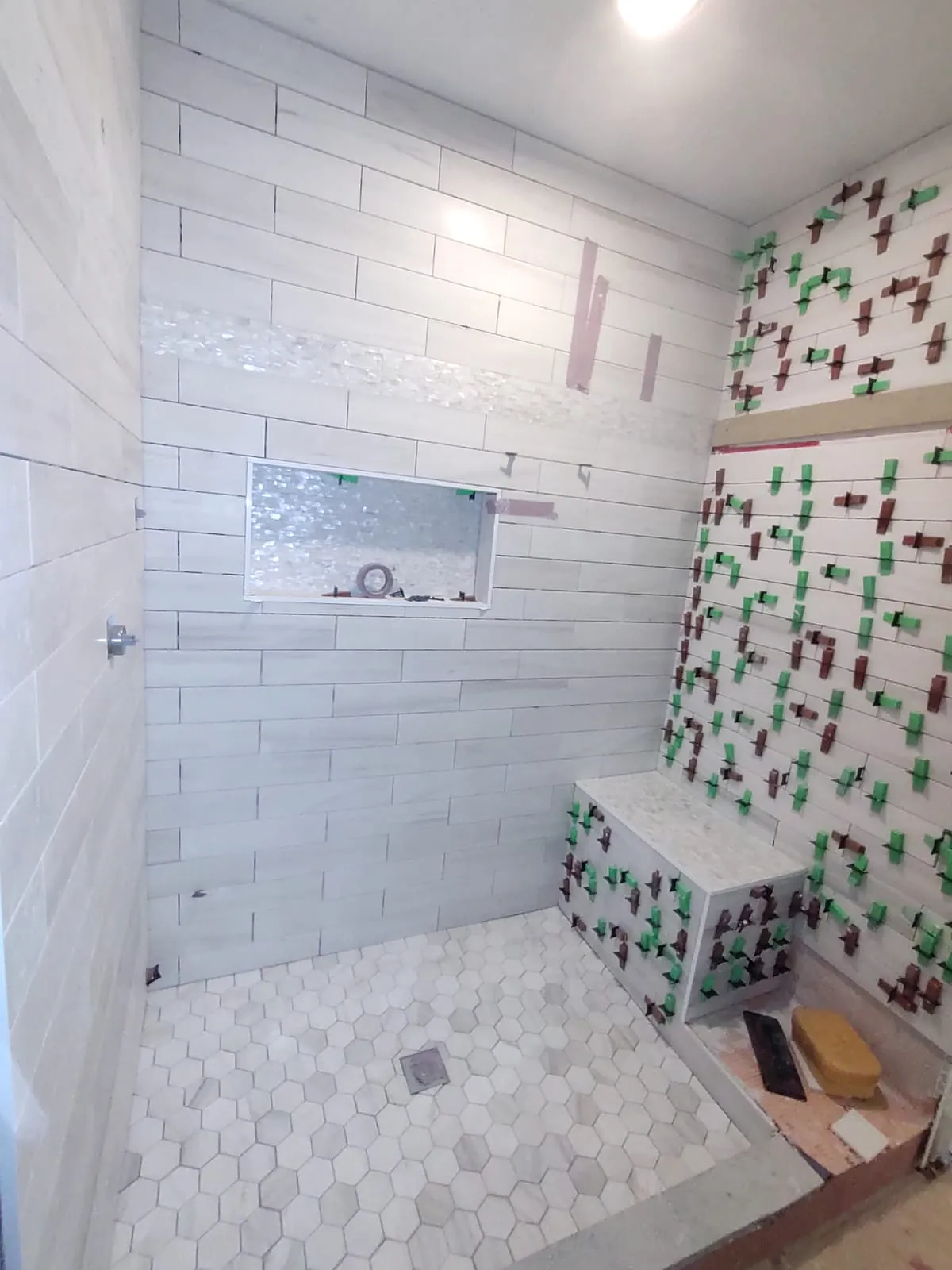 Shower tile going up